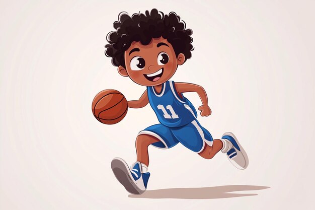 Vector cute boy playing basketball cartoon