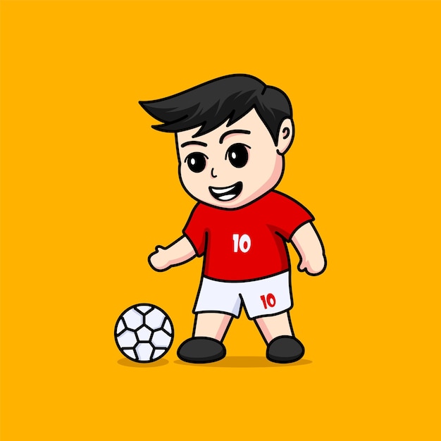 Cute boy playing football illustration