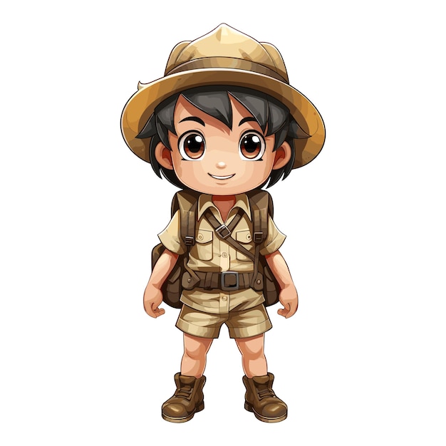 Cute boy in safari outfit vector illustration