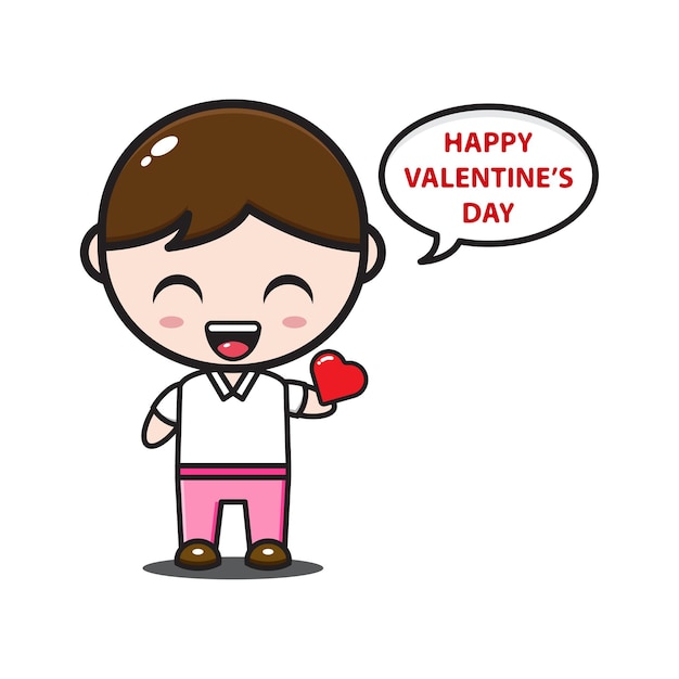 Cute boy say happy valentine day isolated on white