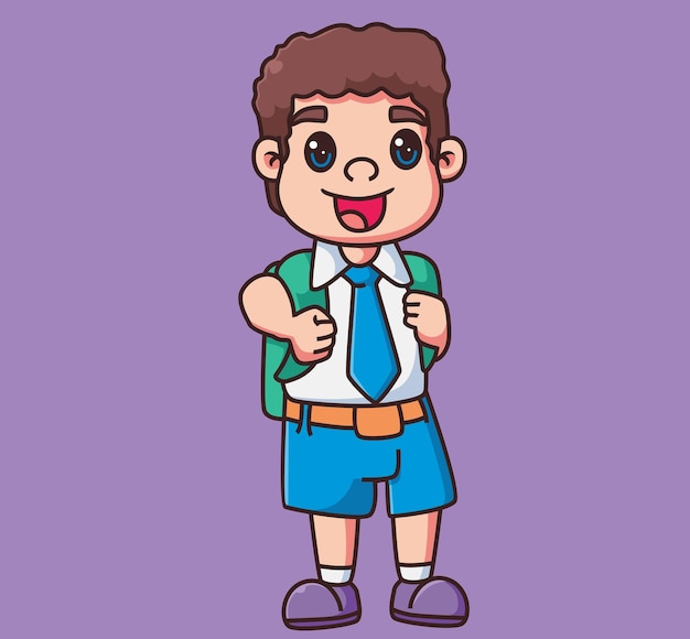 Cute boy school uniform Isolated cartoon person illustration Flat Style Sticker element vector