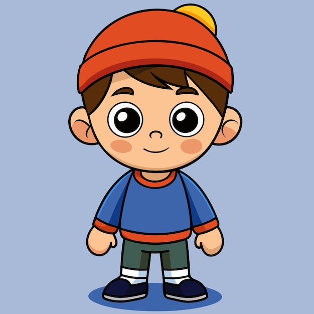 Vector cute boy standing with pose cartoon vector icon illustration people fashion icon concept isolated premium vector flat cartoon style