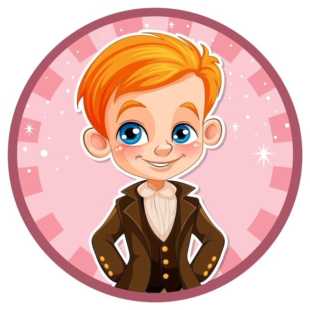 Cute boy student in school uniform profile logo