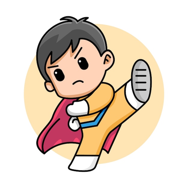 Cute boy superhero cartoon illustration