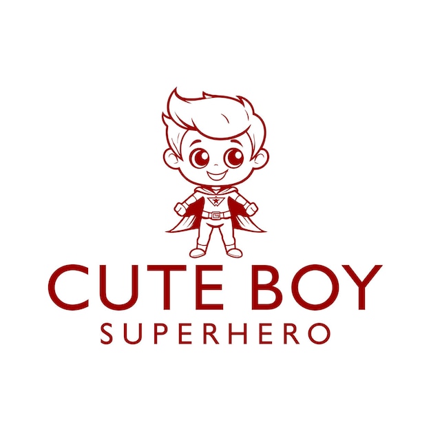 Cute boy superhero mascot logo vector illustration