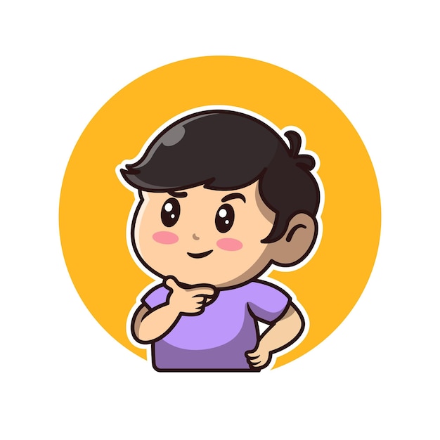 Cute Boy Thinking Cartoon Avatar