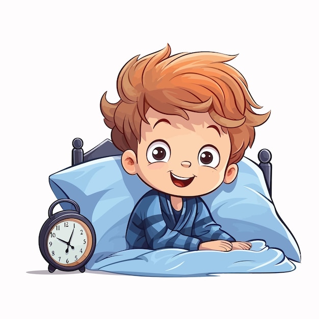 Cute_Boy_Waking_Up_Preschool_Kid_Daily_Routine_Activity