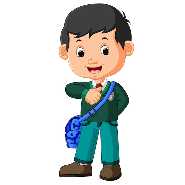 Cute boy with backpack cartoon