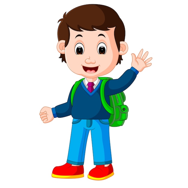 Cute boy with backpack cartoon