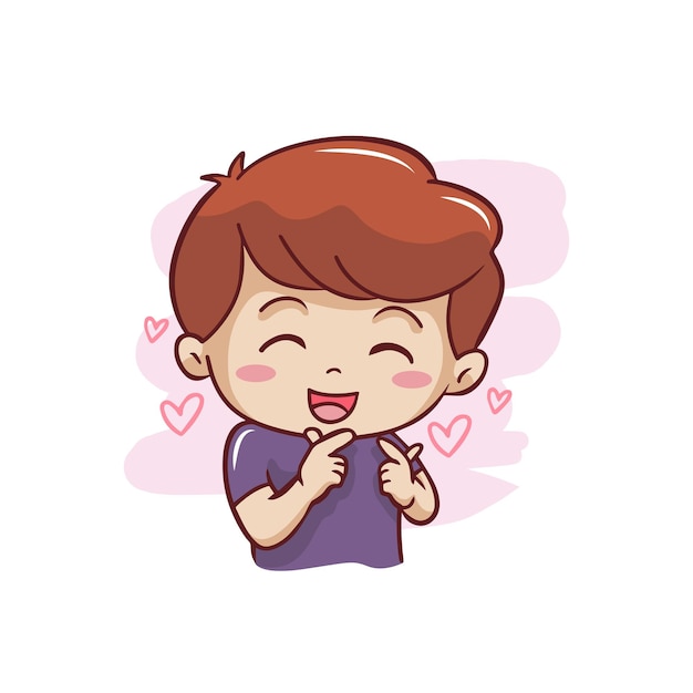 Cute boy with love finger signs