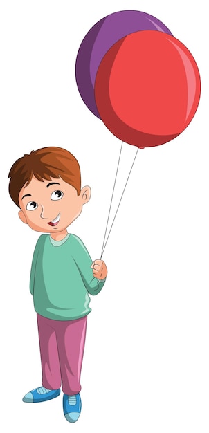 Cute boy with two balloons in hand