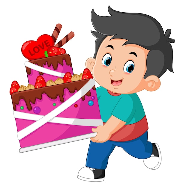 Cute boys are bringing a big cake for valentine39s day event