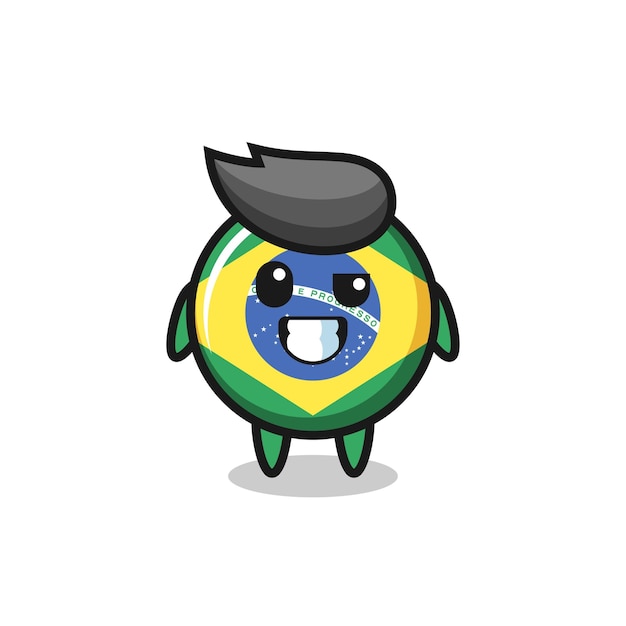 Cute brazil flag badge mascot with an optimistic face