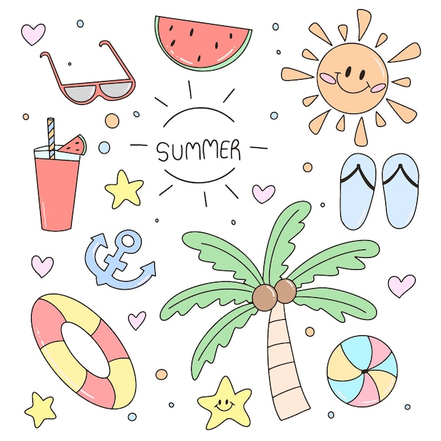 Cute bright pastel summer vector