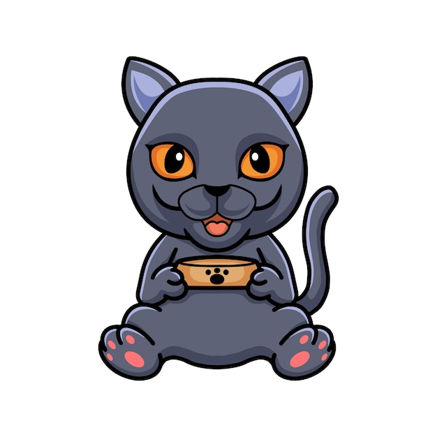 Cute british shorthair cat cartoon food bowl