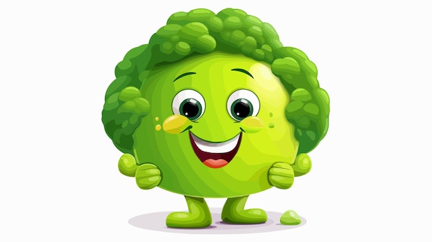 Cute Broccoli Character Design on White Background