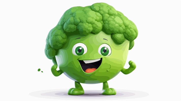 Cute Broccoli Character Design on White Background