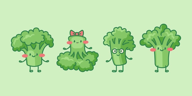 Cute broccoli characters