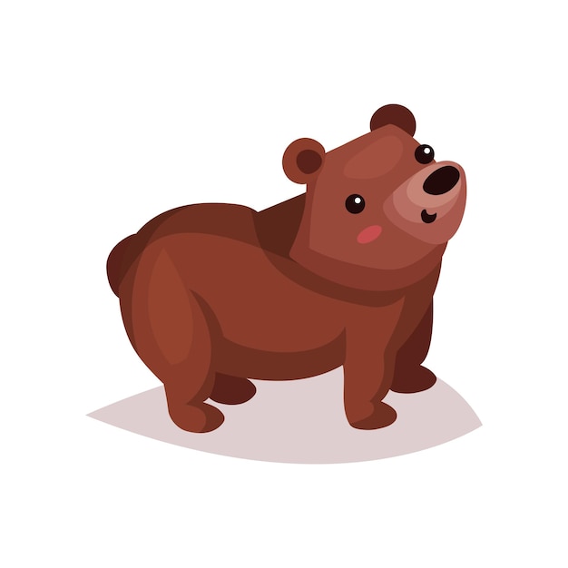 Cute brown bear cub cartoon vector Illustration on a white background