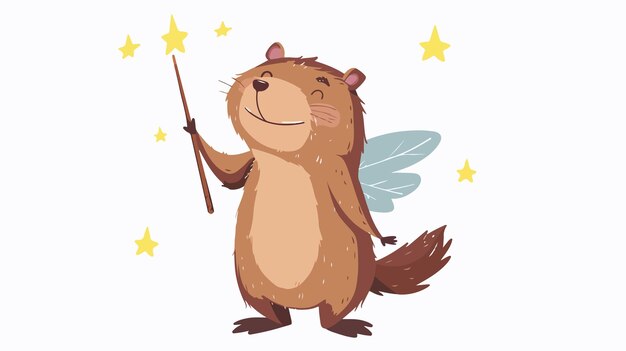 Vector cute brown cartoon capybara animal icon