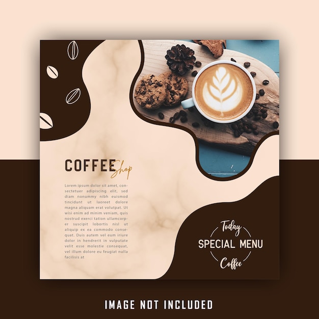 Cute brown drink coffee shop social media post template