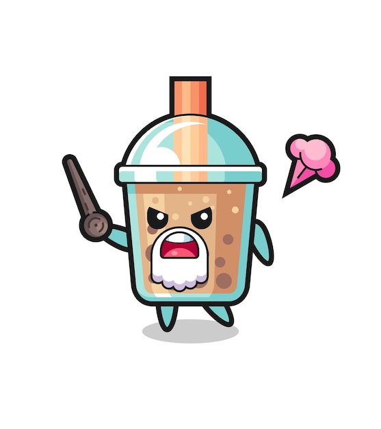 Cute bubble tea grandpa is getting angry , cute style design for t shirt, sticker, logo element