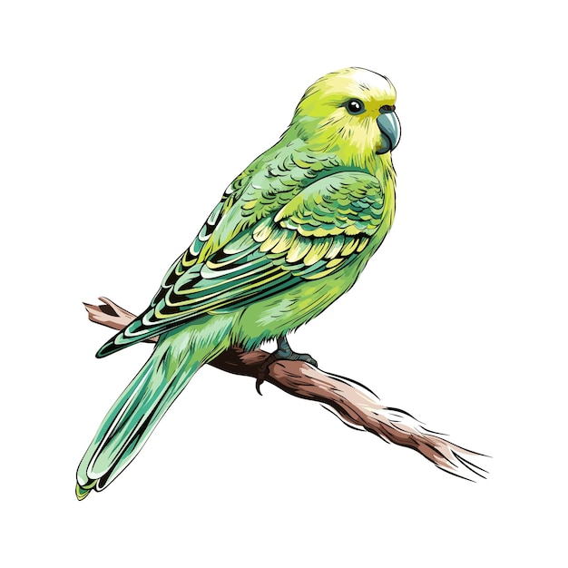 A cute budgie vector sketch illustration