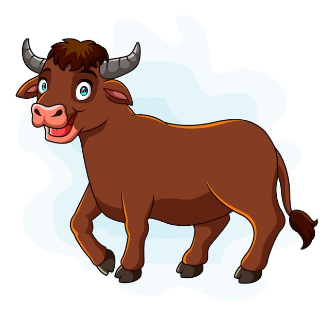 A cute buffalo cartoon isolated on a white background