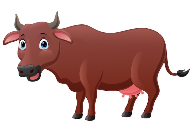 Cute buffalo cartoon on white background