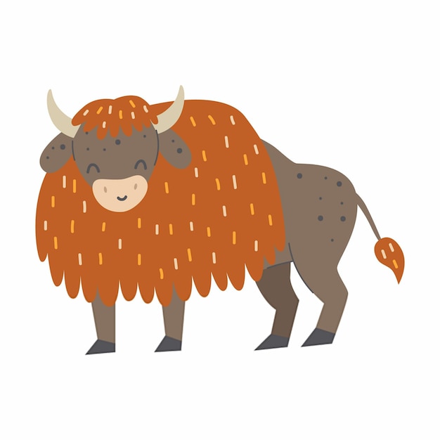 Cute buffalo on a white background vector childish illustration