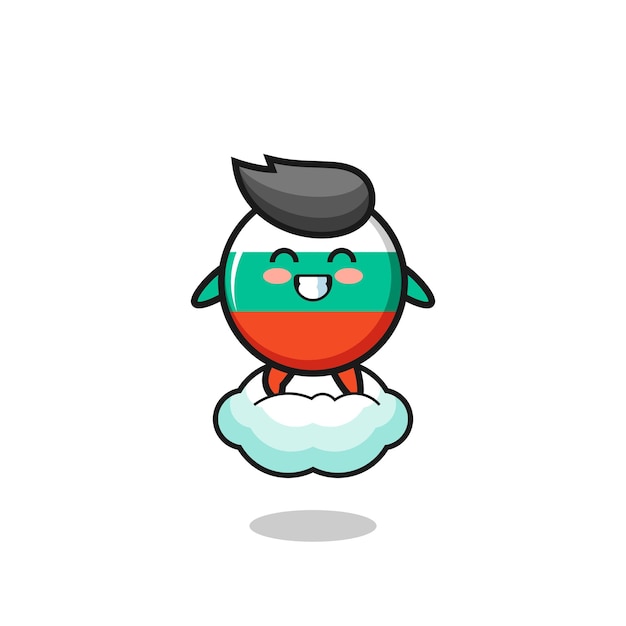 cute bulgaria flag illustration riding a floating cloud
