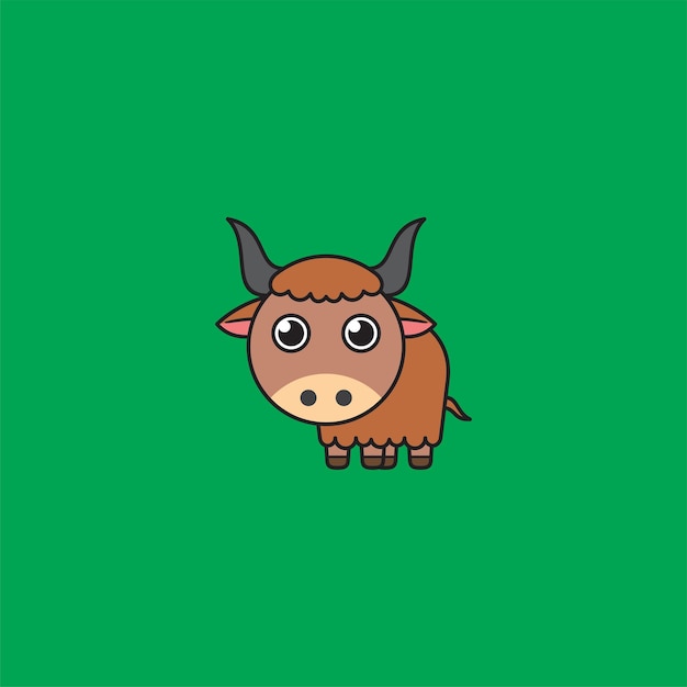 Cute Bull Cartoon Logo Design Illustration