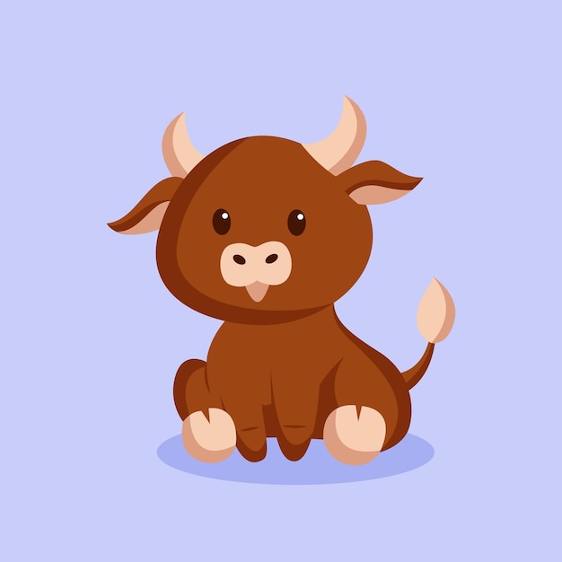 Cute Bull Character Design Illustration