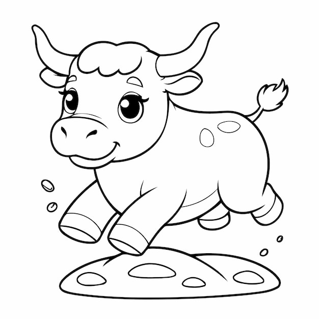 Vector cute bull coloring book design