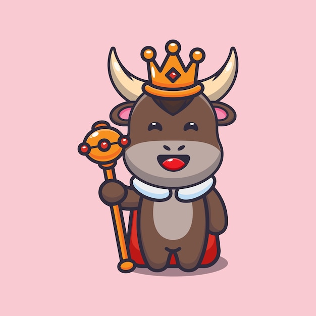 Cute bull king Cute cartoon animal illustration