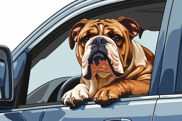 Vector cute bulldog cartoon illustration for pet lovers