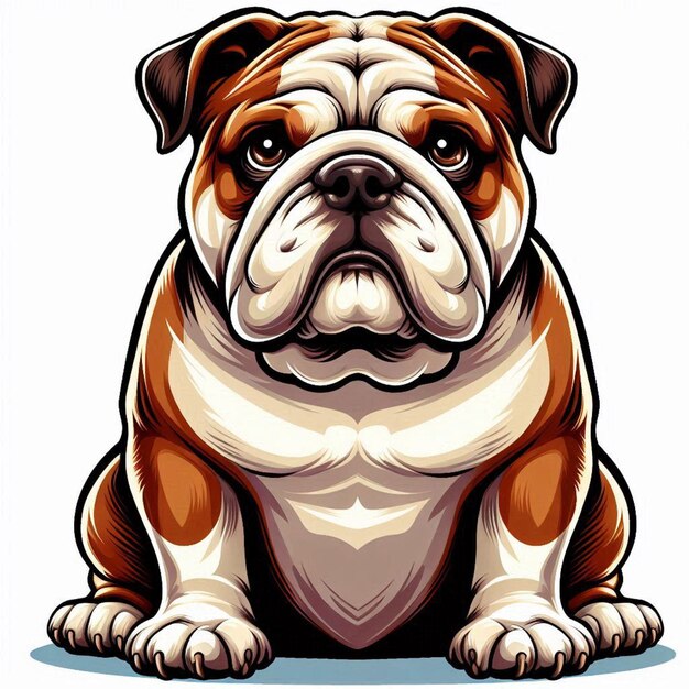 Vector cute bulldog dogs vector cartoon illustration