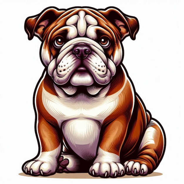 Cute Bulldog Dogs Vector Cartoon illustration