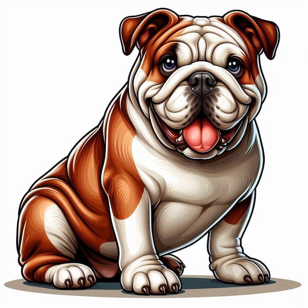 Cute Bulldog Dogs Vector Cartoon illustration