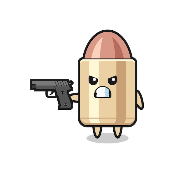 The cute bullet character shoot with a gun , cute style design for t shirt, sticker, logo element