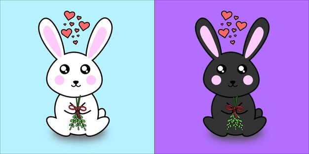 Cute bunnies with mistletoe