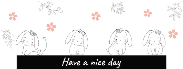 Cute bunny activity illustration