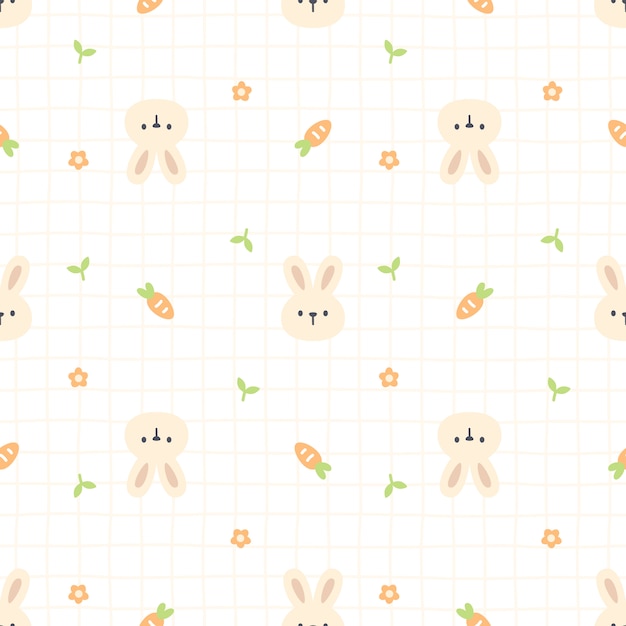 Cute bunny and carrot seamless pattern background