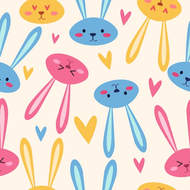 Cute bunny cartoon seamless pattern