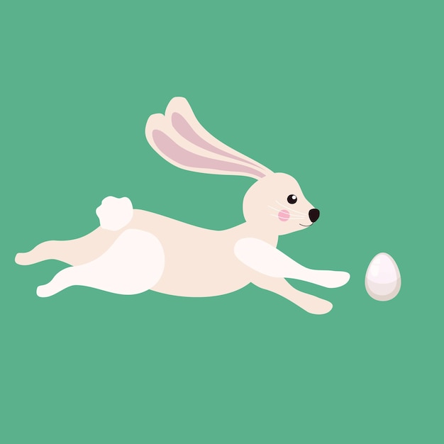 Cute Bunny Easter hunting for an egg Cartoon funny Easter Rabbit illustration