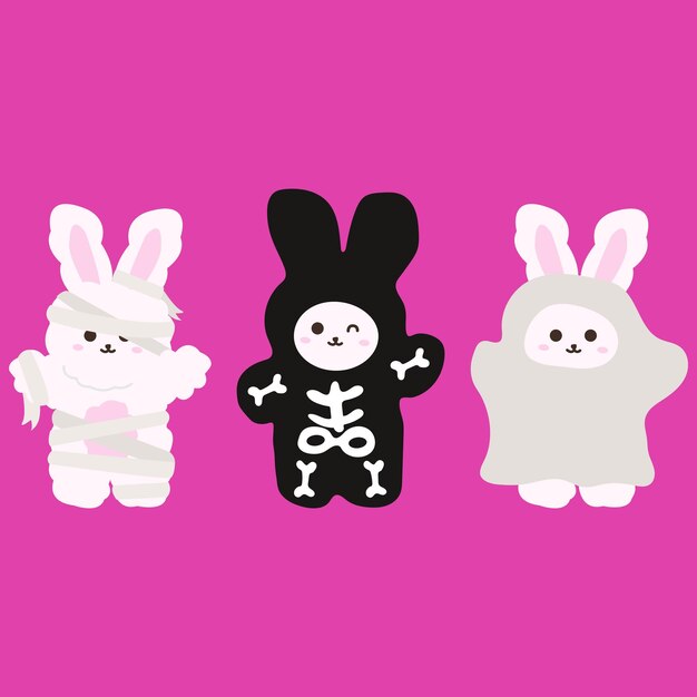 Vector cute bunny in halloween costume