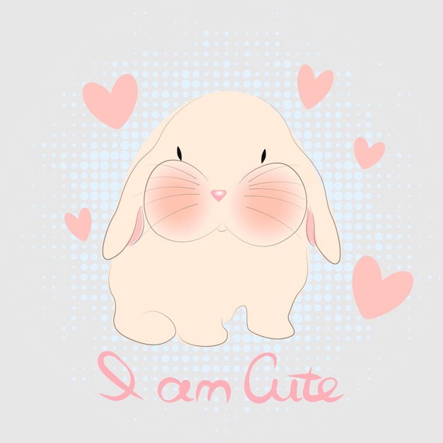 Cute bunny illustration with hearts