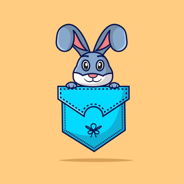 A cute bunny is hiding in a pocket vector illustration