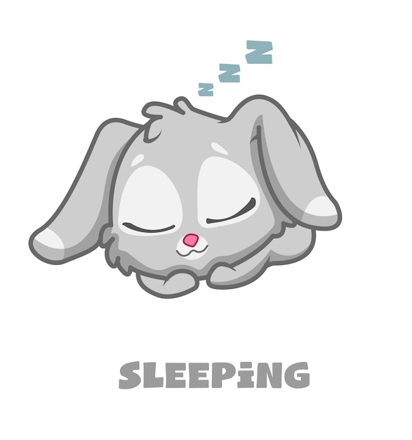 cute bunny rabbit mascot cartoon character sleep