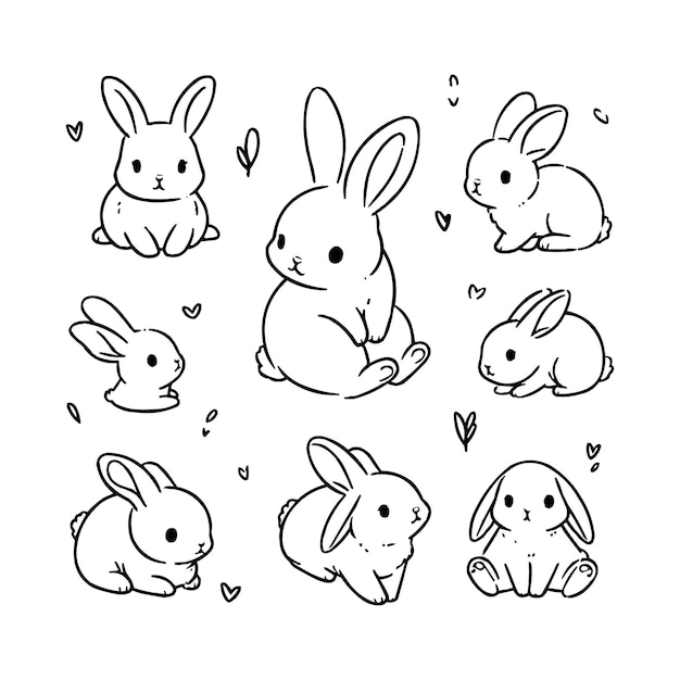 Cute bunny rabbit outline sketch vector illustration